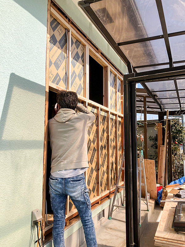 部分断熱リフォーム　工事途中