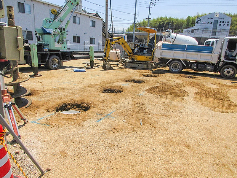 全館空調体感モデルハウス、地盤改良の様子