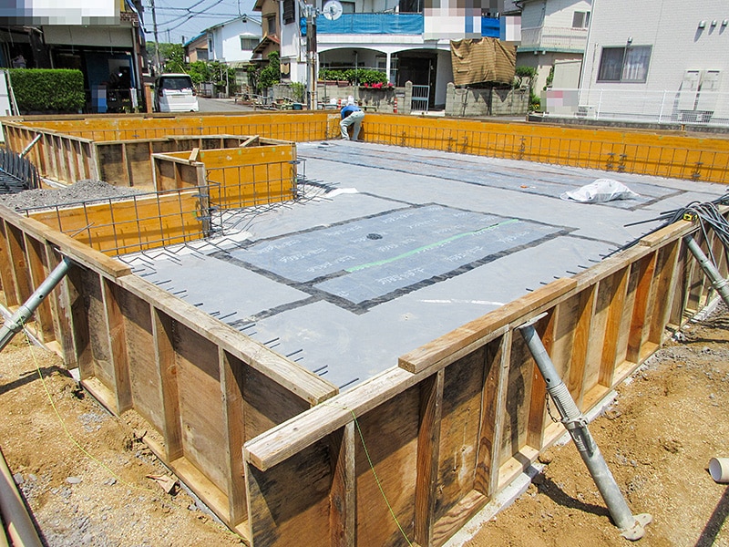 全館空調体感モデルハウス、基礎工事の様子