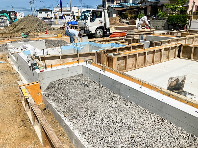 全館空調体感モデルハウス、基礎工事の様子