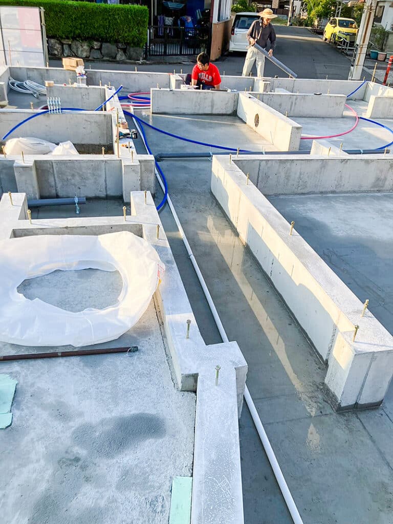 全館空調体感モデルハウス、基礎工事の様子