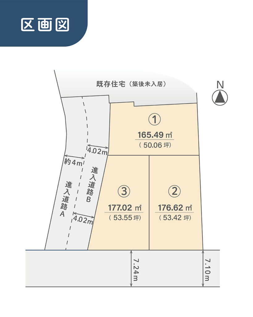 松山市平田町分譲地の区画図